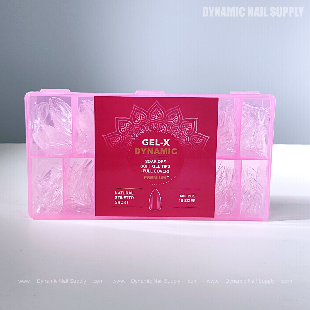 Natural Stiletto (Short) Full Cover Soft-Gel Nail Tips (Pink Box