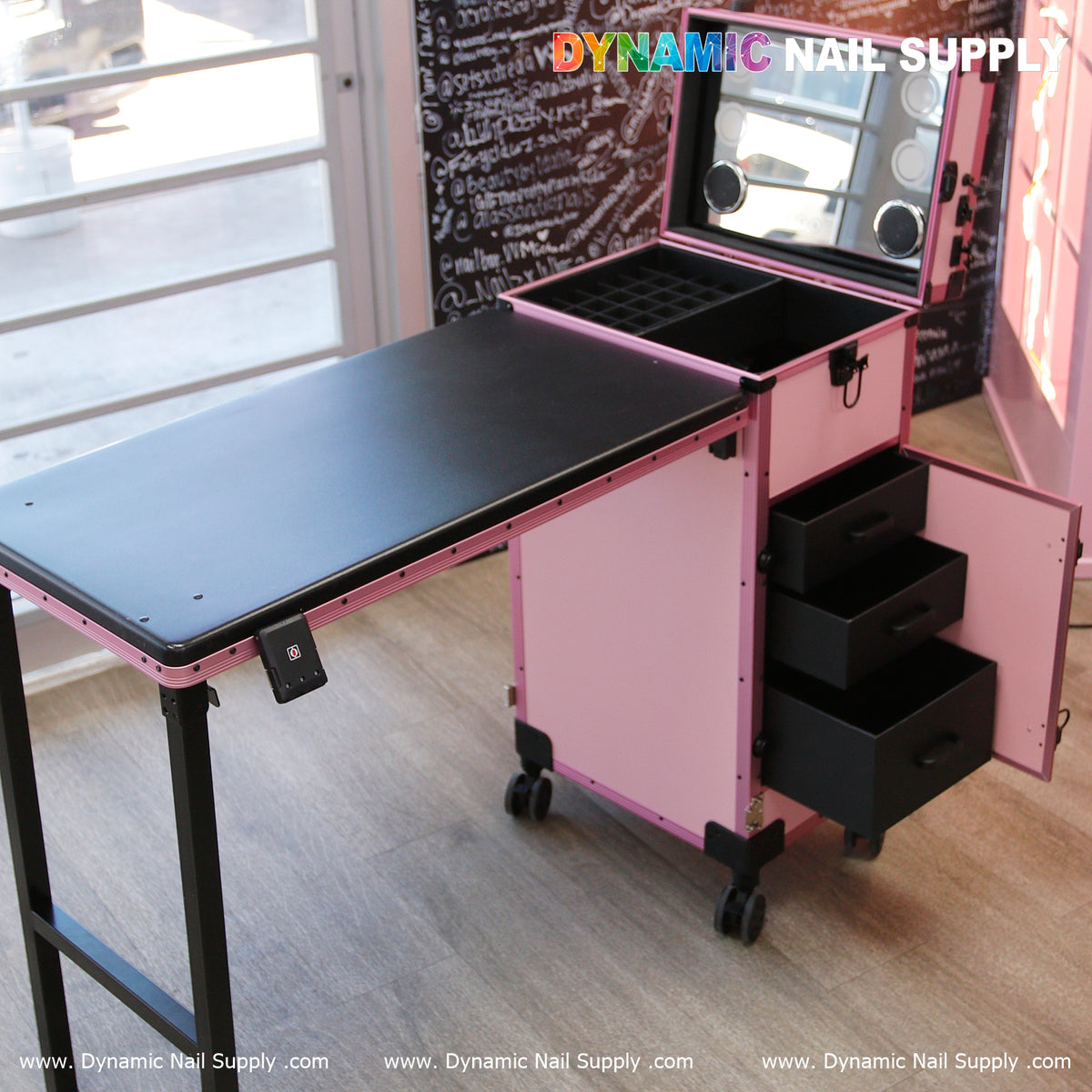 Rolling Portable Manicure Table – Foldable Nail Desk for Travel