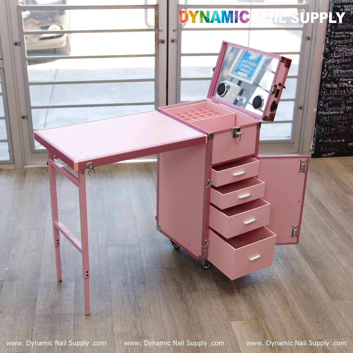 Portable Nail Manicure Table – Foldable Nail Desk with Train Case