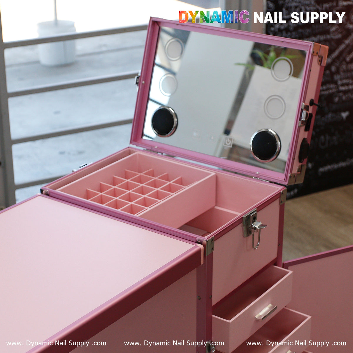 Portable Nail Manicure Table – Foldable Nail Desk with Train Case