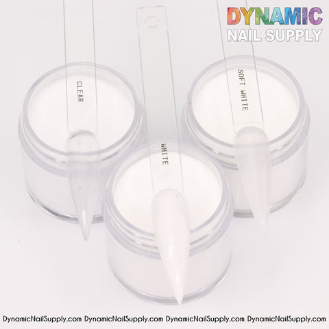 Clear / White / Soft White - purified acrylic powder for dipping and sculpting - Dynamic Nail Supply
