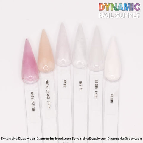 Clear / White / Soft White - purified acrylic powder for dipping and sculpting - Dynamic Nail Supply