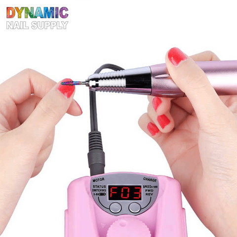professional portable 30000RPM rechargeable electric nail drill machine With nail drill bits set - Dynamic Nail Supply