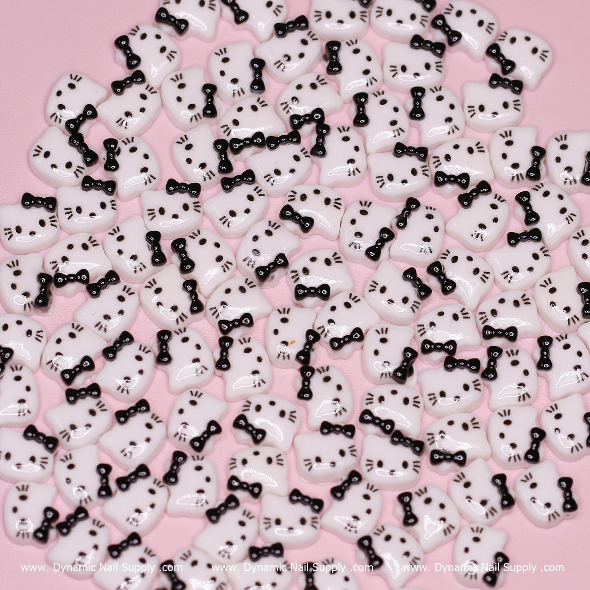 (Black) 100 pcs Cute Resin Hell0 Kitty Design Nail Charms