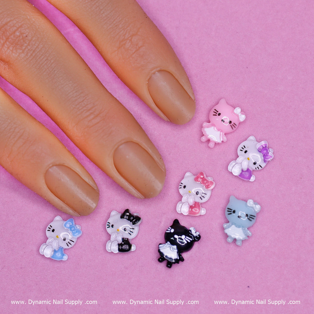 Kawaii hello kitty long acrylic nails charms