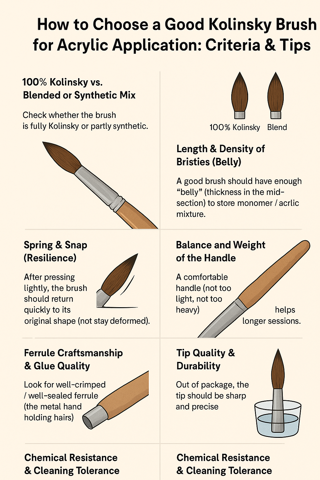 How to Choose a Good Kolinsky Brush for Acrylic Nails application: Criteria & Tips