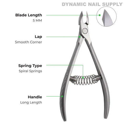 CL.S02 5MM - NGHIA Professional Cuticle Nippers Spiral Springs Stainless Steel