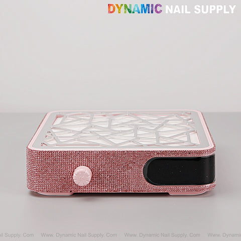 The [Pink Rhinestone] Rechargeable Cordless Nail Dust Collector offers strong suction and an adjustable speed digital display.