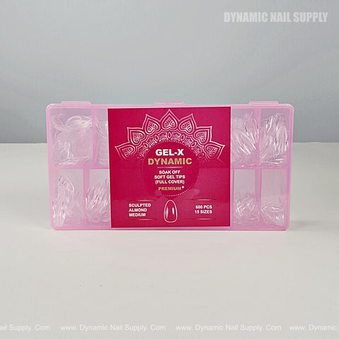 Sculpted Almond (Medium) Full Cover Soft-Gel Nail Tips (Pink Box)