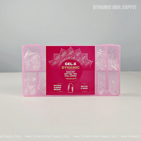 Natural Almond (Medium) Full Cover Soft-Gel Nail Tips (Pink Box)