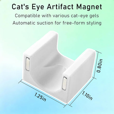 White Cat Eye Nail Magnet U-Shape 5D Strong Magnetic Nail Art Tool for Cat Eye Gel Polish - Non-Slip Finger Stand for DIY & Salon