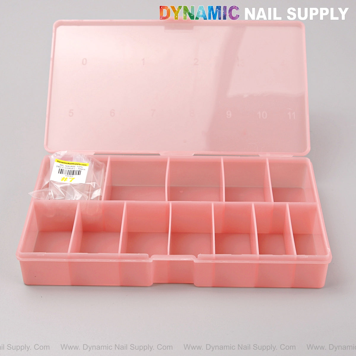 [Clear Red] Empty Nail Tip Box Organizer in 12-Size Grid Boxes for Fin ...