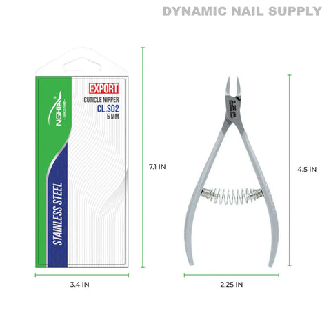 CL.S02 5MM - NGHIA Professional Cuticle Nippers Spiral Springs Stainless Steel