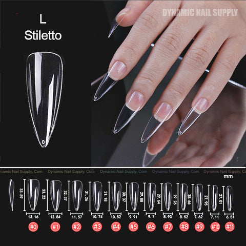 [Stiletto L] Full Cover Soft-Gel Nail Tips - Clear - 600 pcs