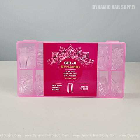 Sculpted Square (Medium) Full Cover Soft-Gel Nail Tips (Pink Box)