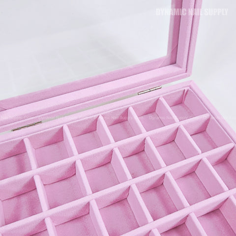 [Velvet Light Pink] SMALL Velvet Organizer Storage Case—24 grids, 1 layer; ideal for nail charms or beads.