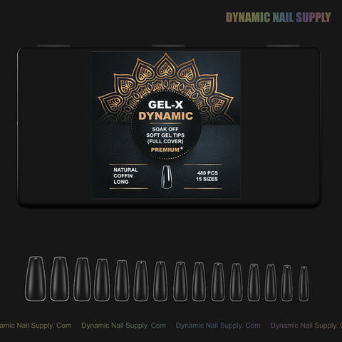 Natural Coffin (Long) Full Cover Soft-Gel Nail Tips (Black Box)