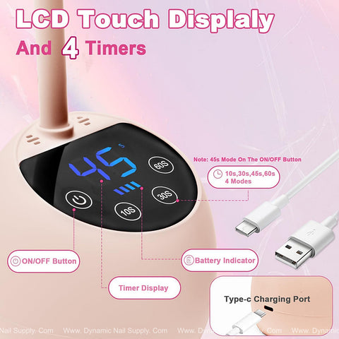 [Light Pink] Mini Flash Cure UV LED Lamp 36W with auto sensor, gooseneck, and portable USB nail drying.