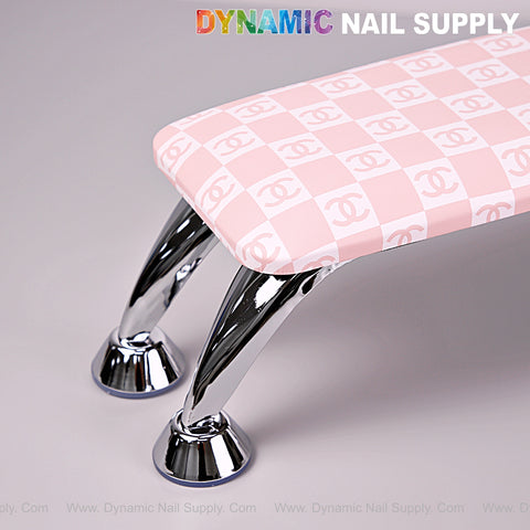 Pink CC Caro Pattern Handrest Armrest for Pedicure/Manicure service, R-M004 by DYNAMIC NAIL SUPPLY.