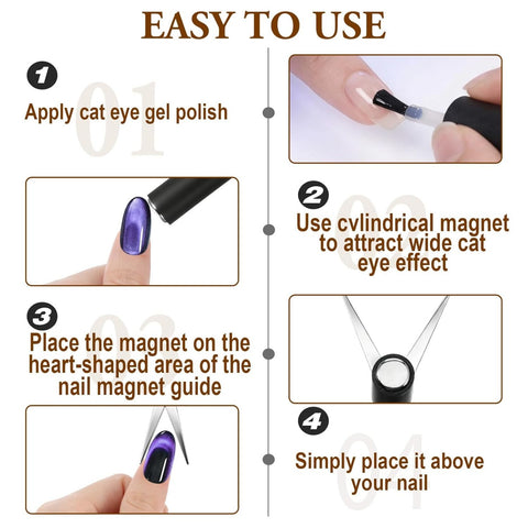 Cat Eye Magnet for Nails, Double Head French Cat-Eye Magnet Tool with Scissor Plate & Matte Cylinder, Cat Eye Magnet for V Shape & Smile Line Nail Art DIY (Magnet Only, No Gel Included)
