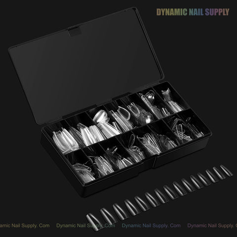 Natural Coffin (Long) Full Cover Soft-Gel Nail Tips (Black Box)
