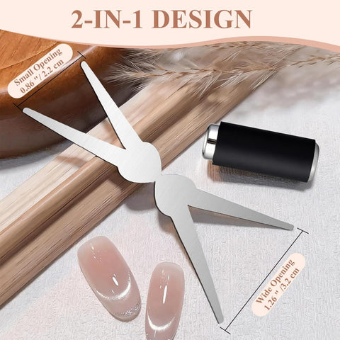 Cat Eye Magnet for Nails, Double Head French Cat-Eye Magnet Tool with Scissor Plate & Matte Cylinder, Cat Eye Magnet for V Shape & Smile Line Nail Art DIY (Magnet Only, No Gel Included)