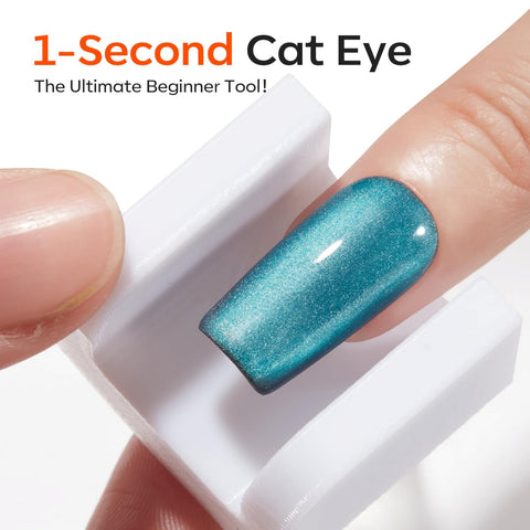 White Cat Eye Nail Magnet U-Shape 5D Strong Magnetic Nail Art Tool for Cat Eye Gel Polish - Non-Slip Finger Stand for DIY & Salon