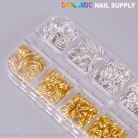 Clear case with Single Loop Hook Chain Nail Charms for Gothic Punk nails, labeled DYNAMIC NAIL SUPPLY on top.