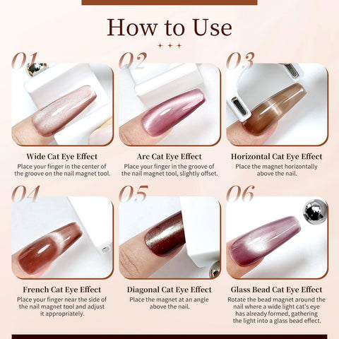 White Cat Eye Nail Magnet U-Shape 5D Strong Magnetic Nail Art Tool for Cat Eye Gel Polish - Non-Slip Finger Stand for DIY & Salon