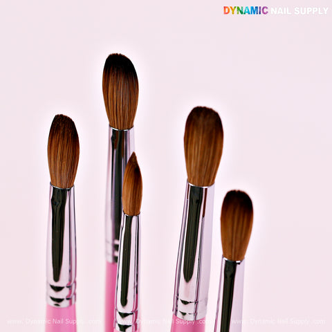Dynamic 100% Pure Kolinsky Hair Brush (Pink handle - Crimped or Not) for Nails Acrylic Application