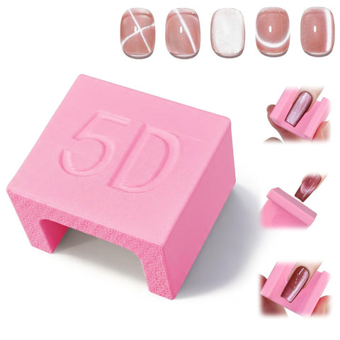 Pink Cat Eye Nail Magnet U-shape 5D Strong Magnetic Nail Art Tool for Cat Eye Gel Polish - Non-Slip Finger Stand for DIY & Salon