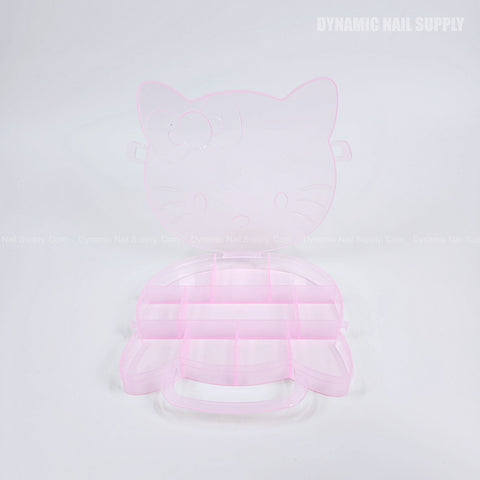 [Plastic Pink] Head Hello Kitty Plastic Charm Small Bead Container Box Organizer Storage Case - 10 grids