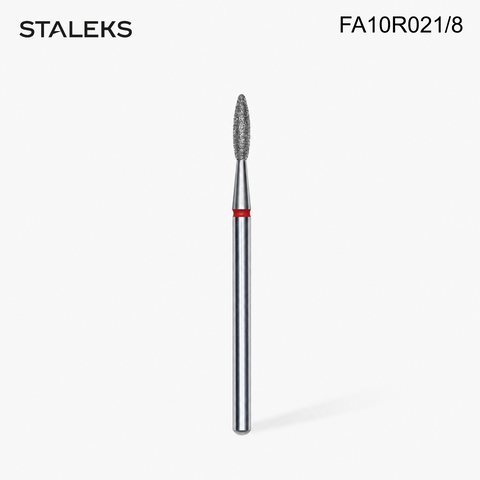 FA10R021/8 Staleks Diamond nail drill bit flame red EXPERT head diameter 2,1 mm / working part 8 mm