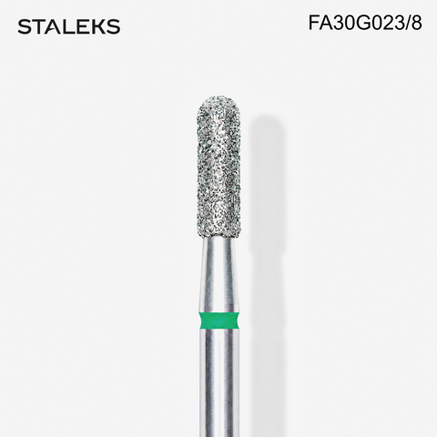 FA30G023/8 Staleks Diamond nail drill bit rounded cylinder green EXPERT head diameter 2,3 mm / working part 8 mm