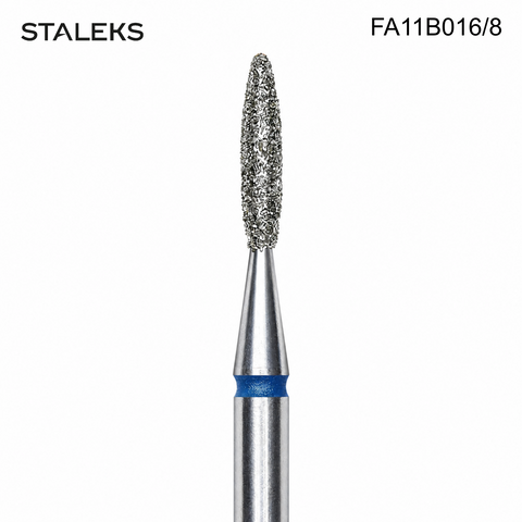FA11B016/8 Staleks Diamond nail drill bit pointed flame blue EXPERT head diameter 1,6 mm / working part 8 mm