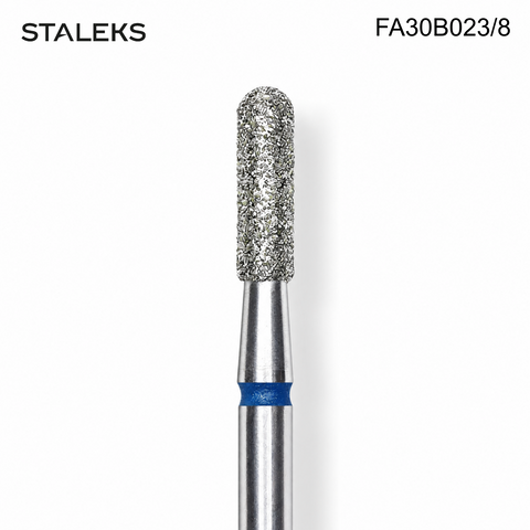 FA30B023/8 Staleks Diamond nail drill bit rounded cylinder blue EXPERT head diameter 2,3 mm / working part 8 mm