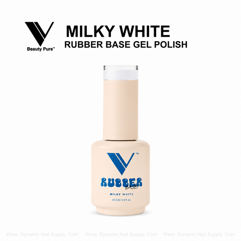 Milky White - V Beauty Pure Rubber Base Gel Polish, perfect for nail strengthening and milky white nails.