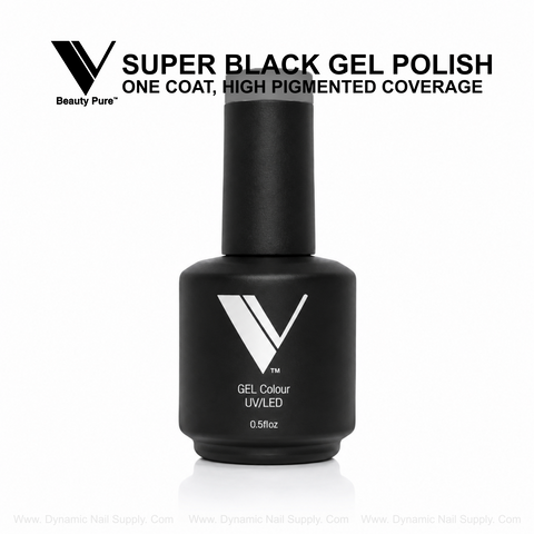 V Beauty Pure - Super Black Gel Polish 048: Intense pigment UV/LED gel, ideal for pros. 0.5 fl oz.