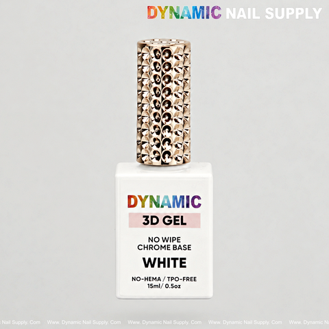 DYNAMIC White 3D No-wipe Chrome Base Gel with Liner Brush for Nail Art Decoration