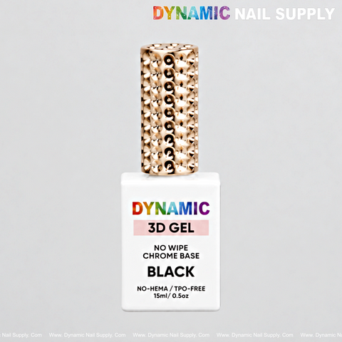 DYNAMIC Black Chrome Base No-wipe 3D Gel Bottle with Liner Brush for Nail Art Decoration