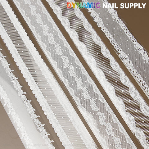 Elegant White and Black Lace Nail Foil 2 from DYNAMIC NAIL SUPPLY for chic nail art designs.