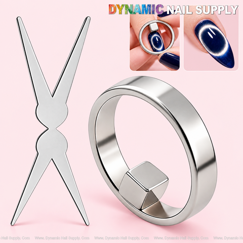 Scissor Metal Hollow Circular Cat Eye Nail Magnet - Ring and French Nail Cat Eye Design Strong Magnetic DIY Art Tool