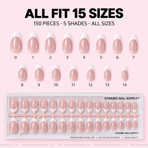 Professional Press On French Tips Full Cover Nail Tip Box - 5 Nude Shades for All Skin Tone