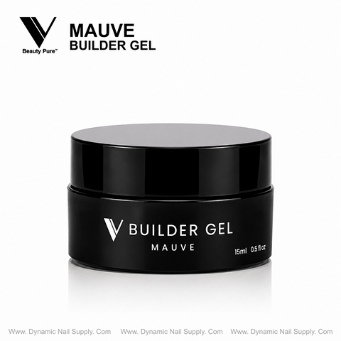 Mauve - V Beauty Pure Builder Gel 15ml by Dynamic Nail Supply sits in a black jar on a plain white background.