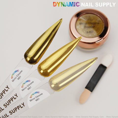 M01 Mirror Nail Chrome Powder - Gold High Pigmented Reflective Shiny Fine Powder