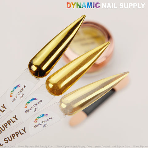 Mirror Nail Chrome Powder A01 - Gold High Pigmented Reflective Shiny Fine Powder