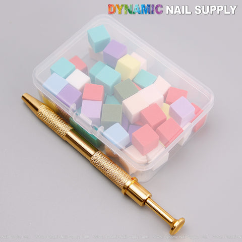 Mini Disposable Nail Sponges for Ombre and Gel Polish Blending with Picker Tool & Storage Box