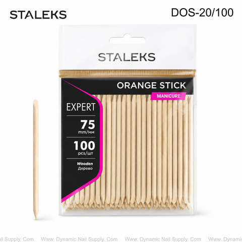DOS-20/100 Staleks Orange stick EXPERT wooden 75 mm (100 pcs)