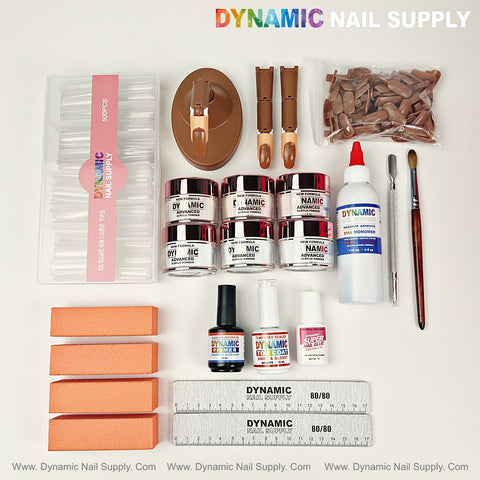 Acrylic Nail starter kit for professional or beginner with brushes, gel jars, files, tips, glue & tools—perfect for any kit.