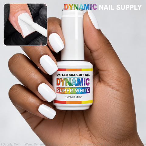 Dynamic Super White Gel Polish (High-pigmented Solid White Shellac Gel Color)